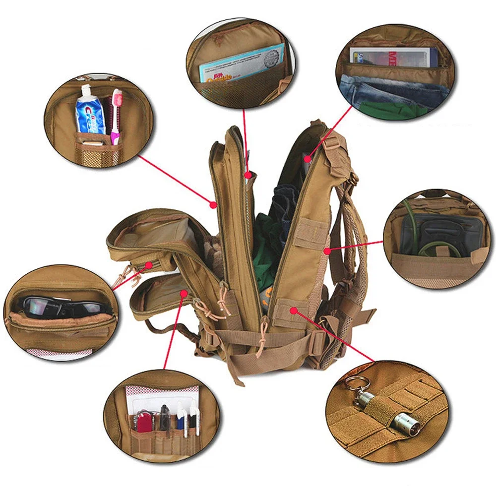 Mochila militar 1000D de nailon para exteriores, mochila táctica impermeable para deportes, Camping, senderismo, pesca y caza - imagen 2