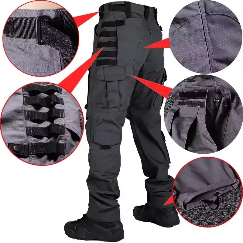 Nuevos pantalones tácticos militares, pantalones Cargo para hombre, pantalones informales impermeables para exteriores, ropa de trabajo de caza resistente al desgaste con múltiples bolsillos - imagen 5