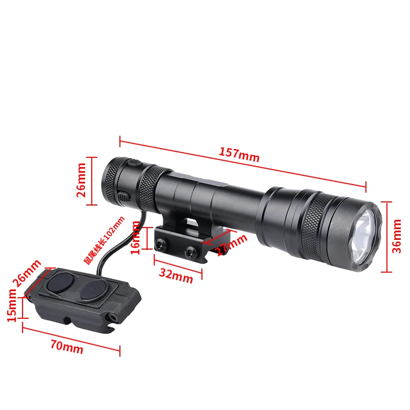 WADSN-linterna táctica de 2,0 lúmenes, accesorios para pistola Airsoft, Picatinny para riel con interruptor de visión Dual, 1300 - imagen 3