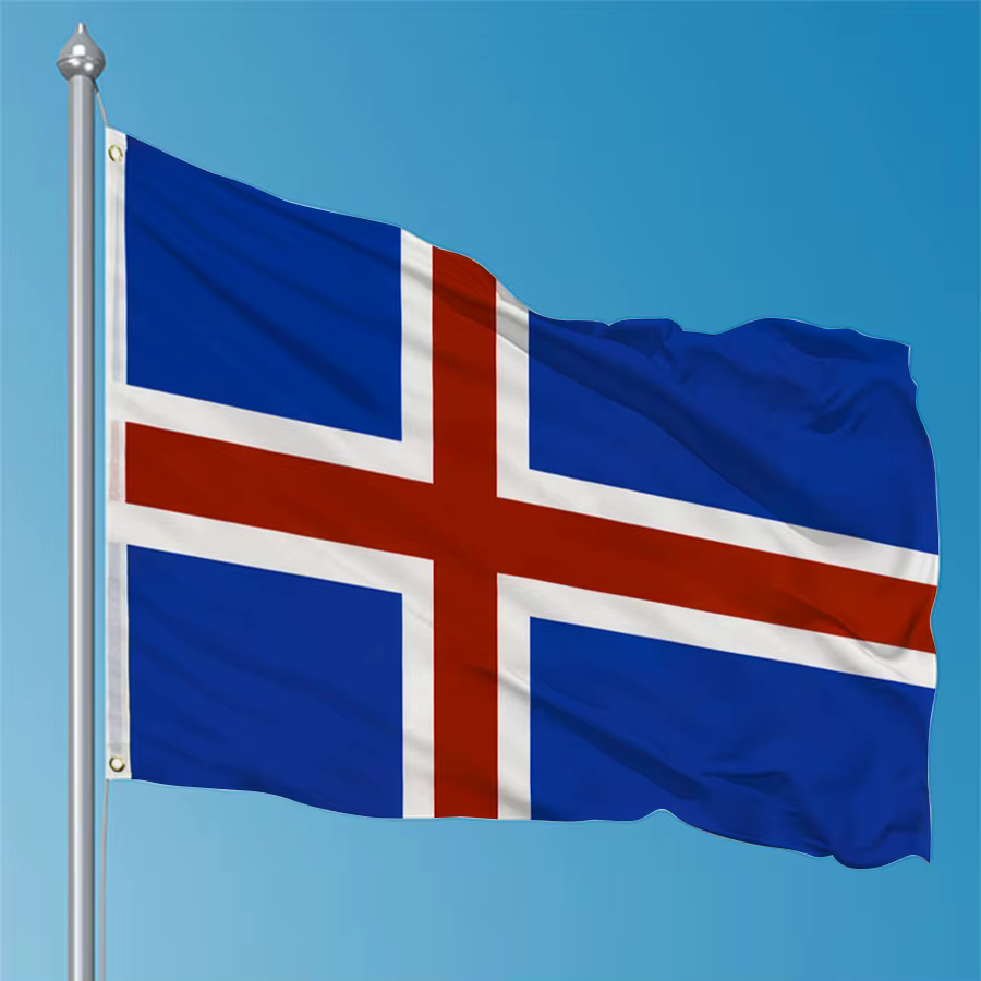 Bandera Islandia cruz roja – Poliéster 90x150 cm exterior