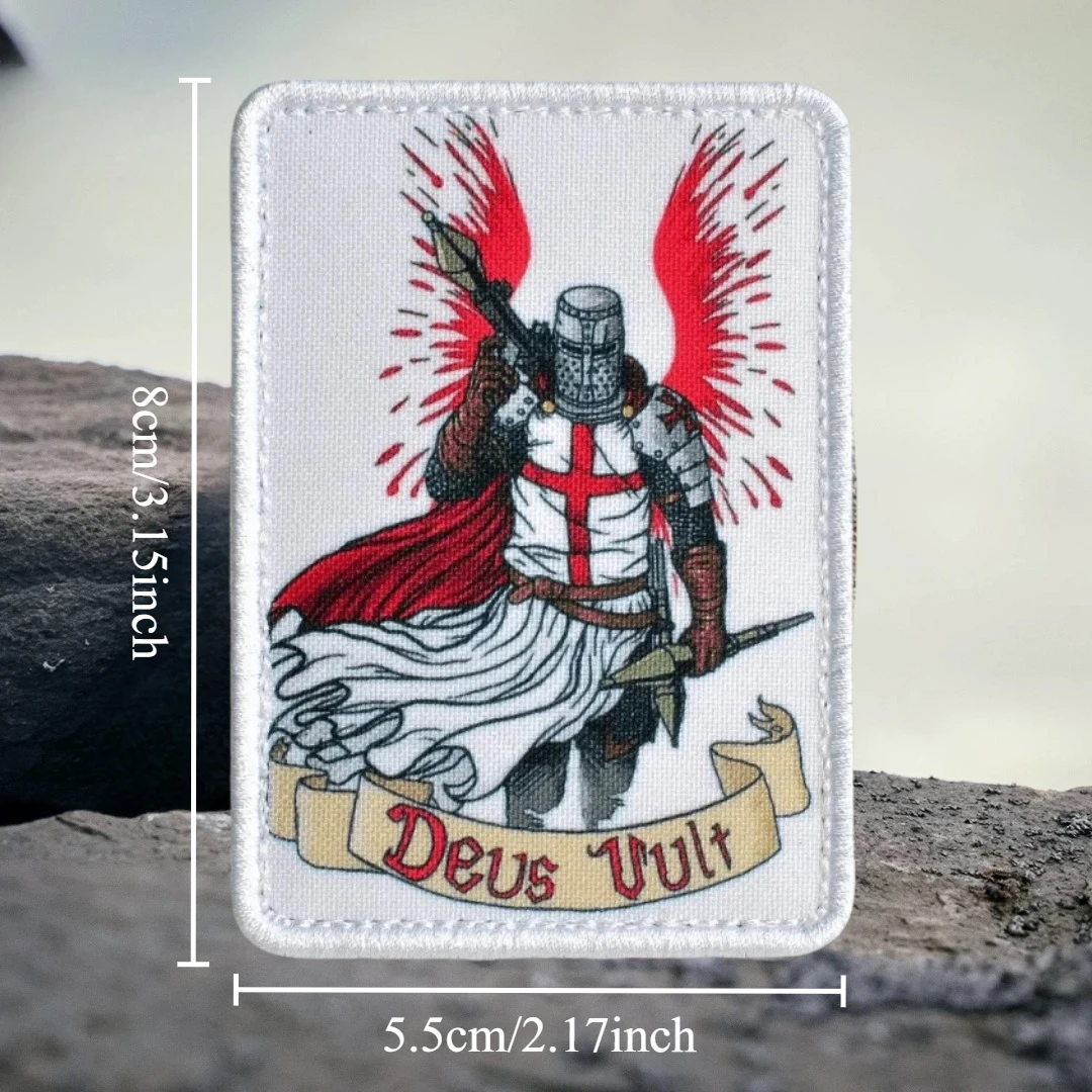 Deus Vult, esto es lo que dios quiere insignia de moral táctica parches de gancho impresos para ropa pegatina de mochila del ejército militar - imagen 3