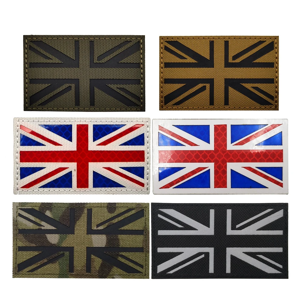Parches de bandera reflectantes IR bordados Reino Unido Inglaterra británica Reino Unido GBR goma de PVC brazalete de Gran Bretaña para gorra - imagen 4