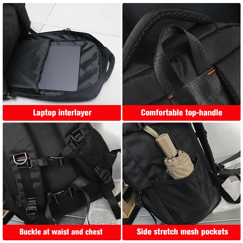 Mochila de viaje de nailon de 60L y 80L para hombre y mujer, bolsa de equipaje de acampada para exteriores, mochila de Trekking, paquete de senderismo, bolsas cambiables XA302A - imagen 5