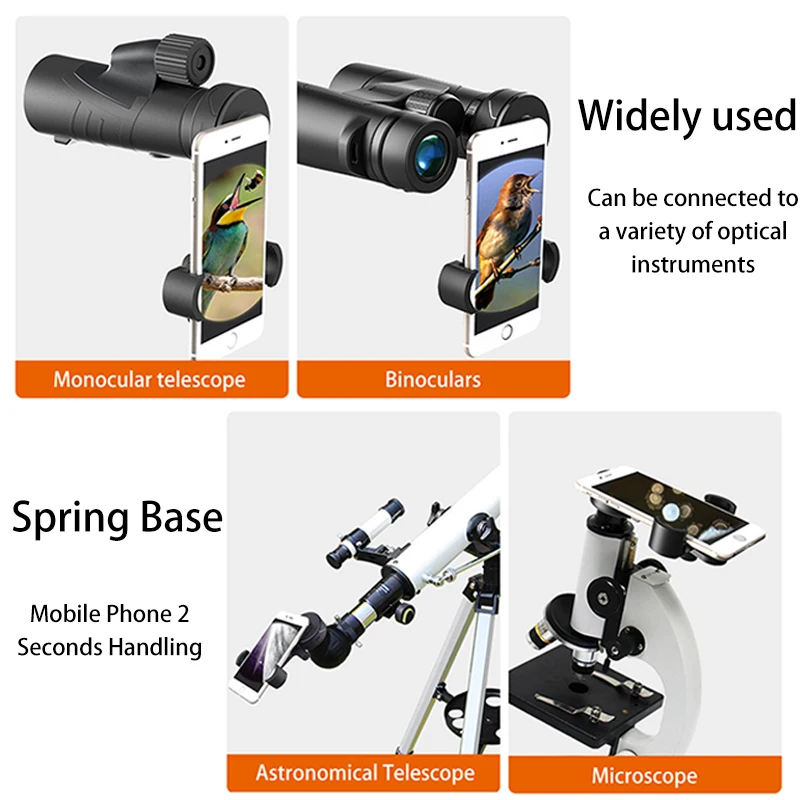 Soporte Universal para teléfono rápido, telescopio Monocular, Binocular, potente telescopio, adaptador de célula para exteriores, Clip de vídeo para cámara - imagen 2