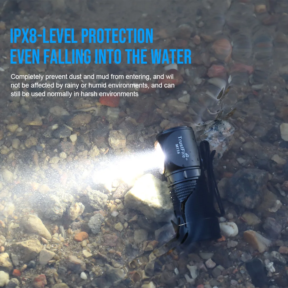 Trustfire-faros delanteros LED MT16 recargables por USB C, Mini linternas de ángulo 18350 EDC, óptica MVP con imán para pesca trasera, 1000LM - imagen 4