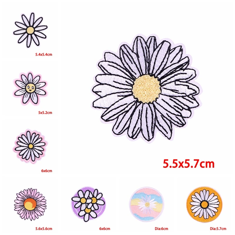 Parches termoadhesivos para planchar en la ropa, apliques de flores, margaritas y girasoles, DIY, 10 unids/lote - imagen 2