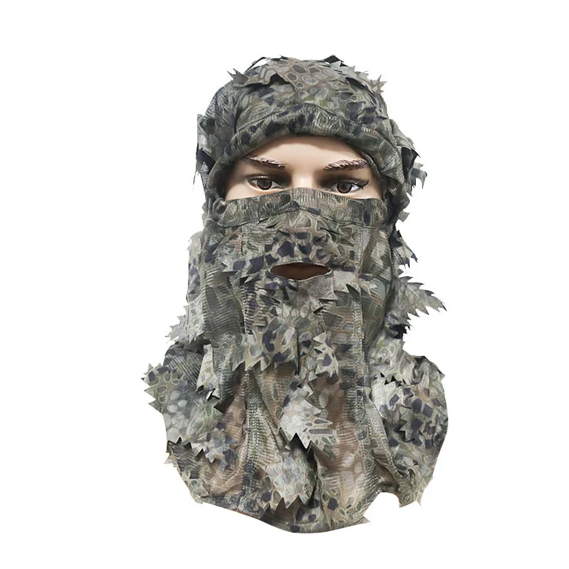 Ghillie-Sombrero de camuflaje de hoja 3D, máscara de cara completa, sombreros, accesorios de caza de camuflaje de Turquía, capucha de caza, gorra táctica de Airsoft - imagen 2