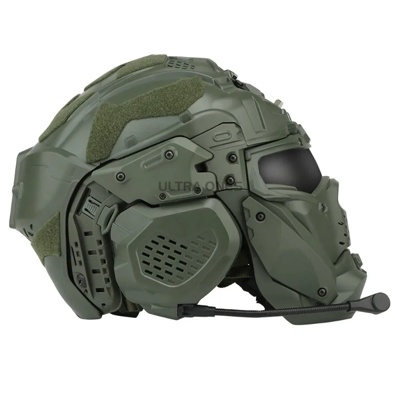 Casco de asalto táctico para motocicleta, casco protector de cara completa con auriculares de comunicación, máscara abatible, cascos de tiro Airsoft - imagen 3