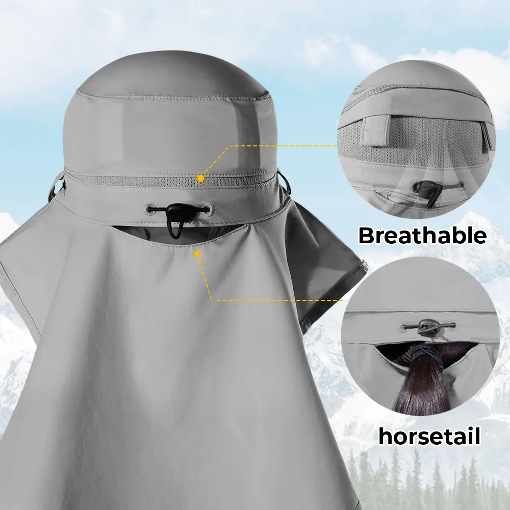 Sombreros Boonie de cubo de protección solar para hombres y mujeres, gorra de pesca a prueba de viento, transpirable, deporte, senderismo, Camping, playa, visera al aire libre, Verano - imagen 4