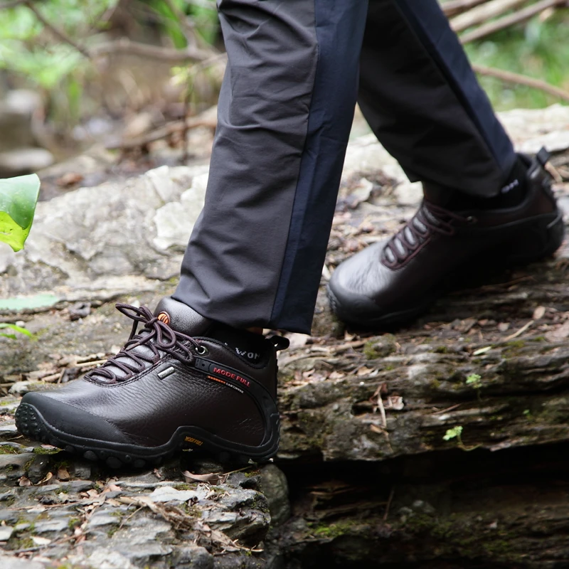 Botas de senderismo de cuero de vaca para hombre y mujer, zapatos impermeables para exteriores, Treeking, nieve, escalada, montaña, caza, caminar, invierno, 2023 - imagen 5