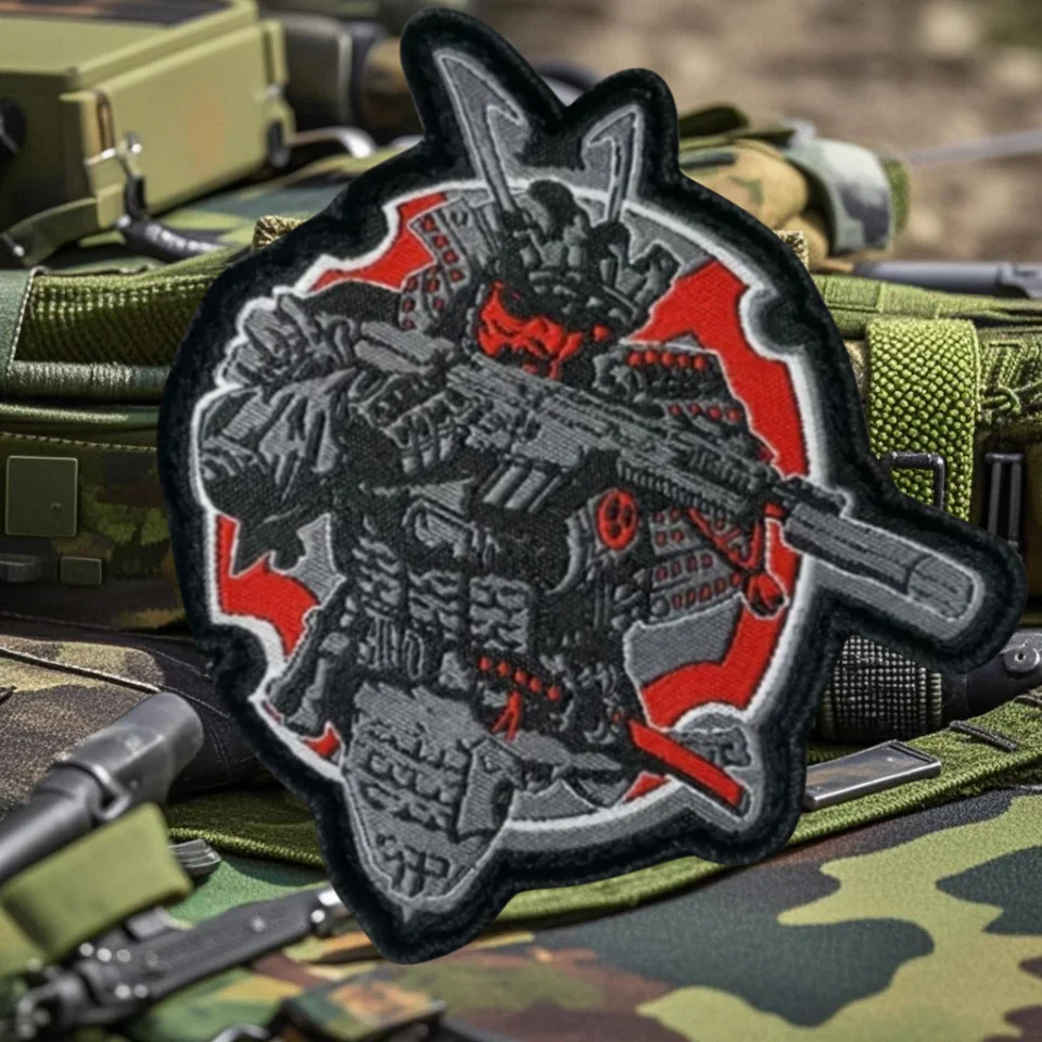 Insignia de moral samurái japonés, parche de gancho y bucle bordado táctico Chevron para ropa, brazalete del ejército militar, pegatinas para mochila