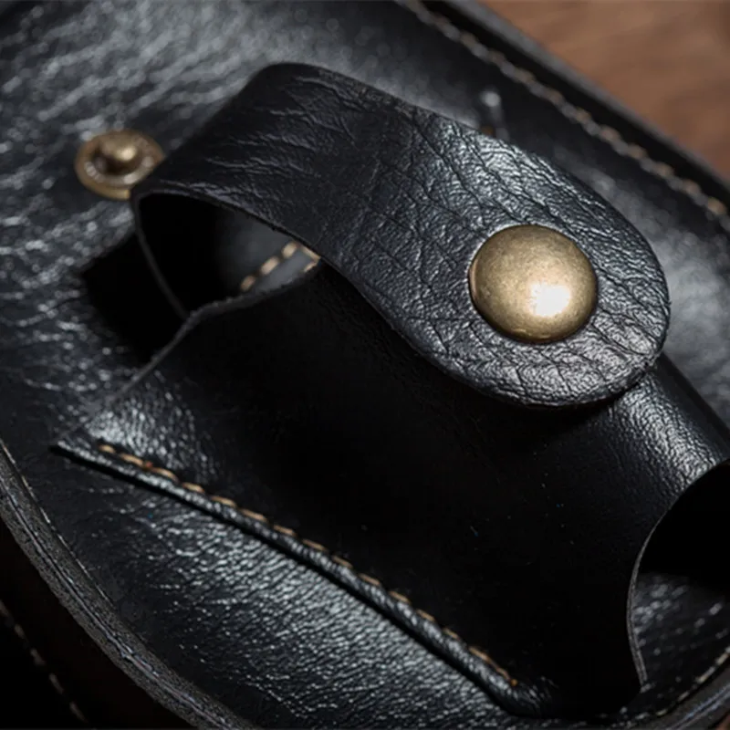 Bolsa de almacenamiento de transporte con bola de acero para tirachinas, color negro/marrón, de cuero hecho a mano, multifuncional, con succión magnética, riñonera integrada - imagen 4