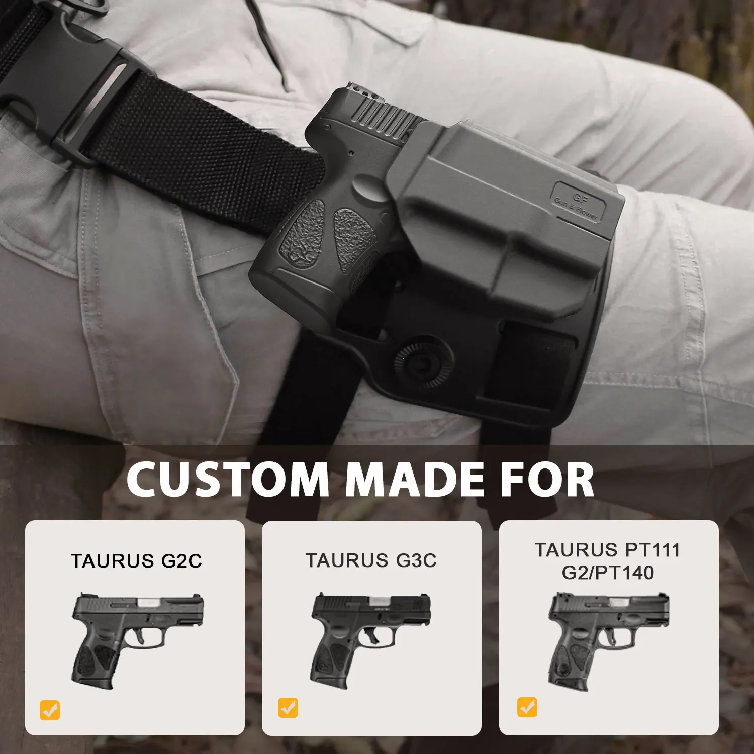 Retención de nivel II Taurus G2C,G3C,PT111,G2,PT140, funda DropLeg, Compatible con pierna caída de polímero, liberación del pulgar - imagen 2