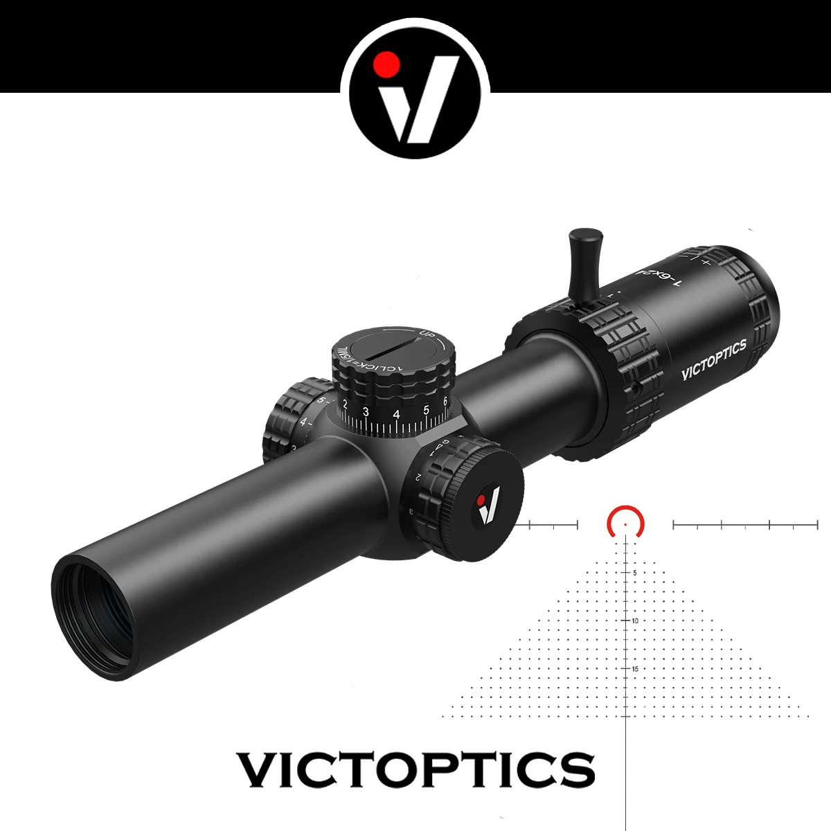 VictOptics S6 1-6x24 SFP Visor de Rifle con Iluminación Roja y Verde, Sistema de Bloqueo de Torretas, Diseño de Campo de Visión Amplio Para AR 15 .223 5.56