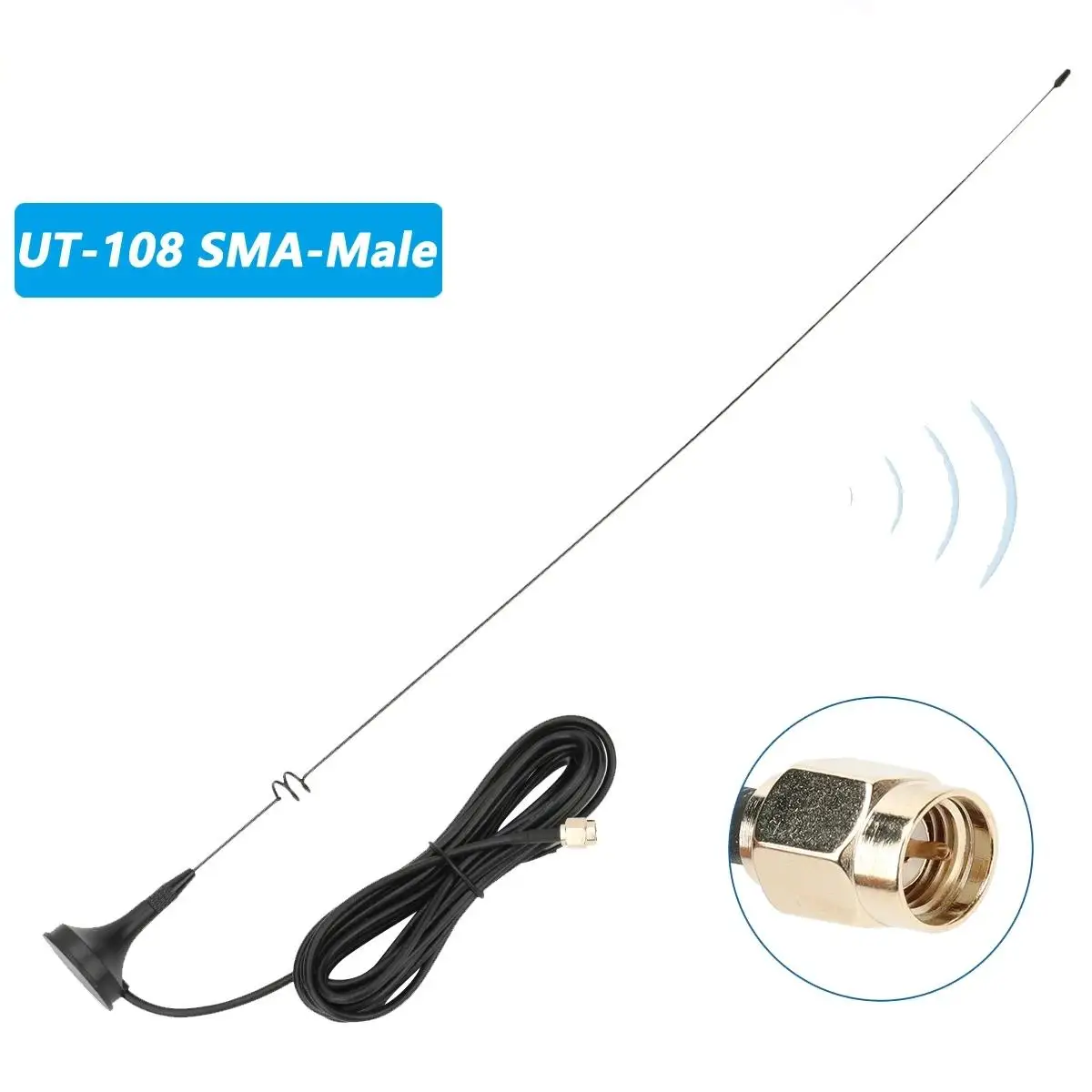 ABBREE UT-108UV antena montada en vehículo Frecuencia Dual VHF UHF SMA-conector macho de largo alcance para Radio aficionado Baofeng Quansheng - imagen 5