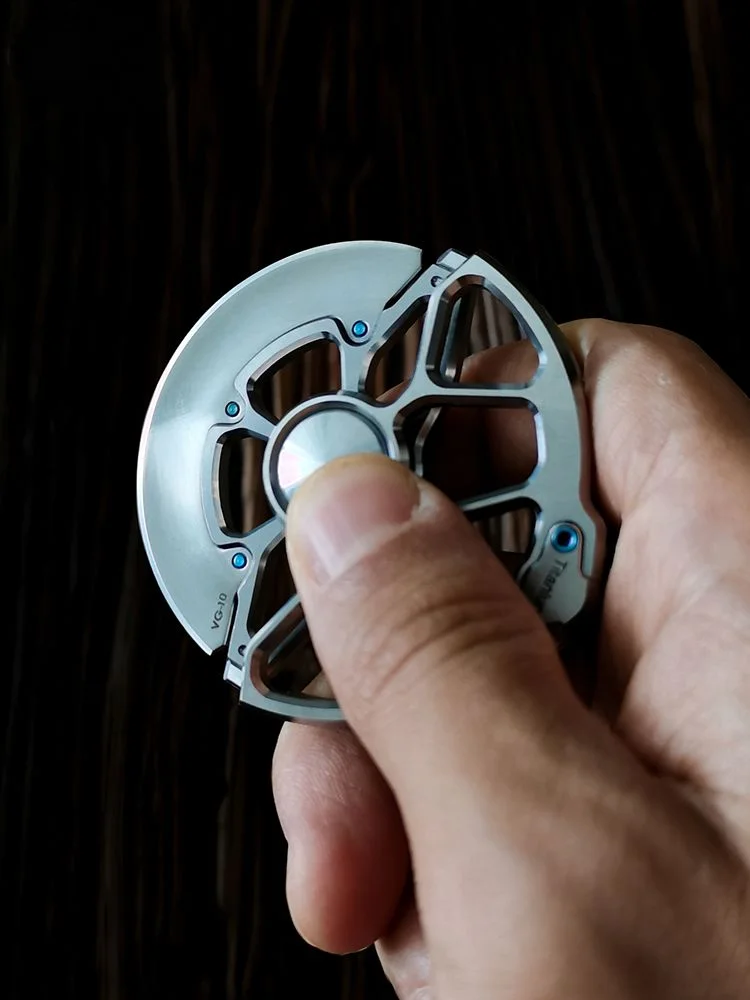 Cuchillo plegable redondo de titanio TC4, herramienta Edc, borde compacto, portátil, caja abierta, Express - imagen 4