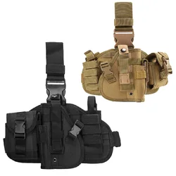 Bolsa de pistola para pierna de caza al aire libre, Funda de cuero Universal para pistola táctica militar, bolsa de pistola multifuncional Molle