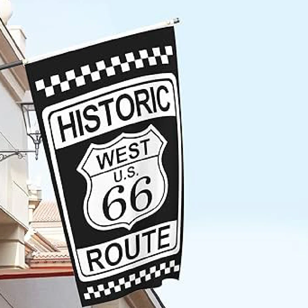 FLAGLINK 3x5Fts Bandera histórica negra West Us Route 66 para decoración