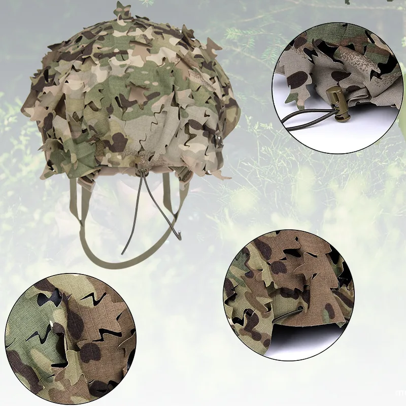 Nueva cubierta de tela de camuflaje 3D para casco táctico biónico de camuflaje al aire libre, adecuada para M/L Ops Core Fast PJ BJ MH - imagen 3