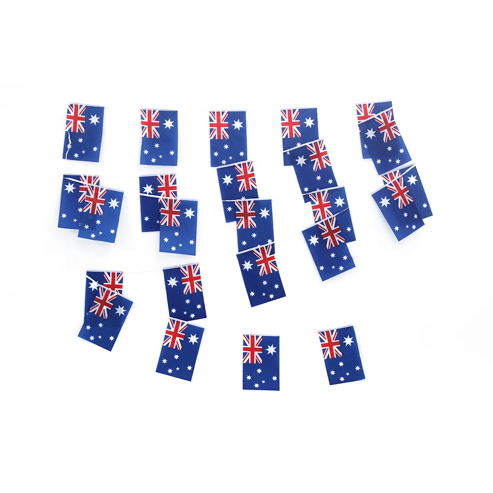 FLAGLINK 24 unids/set bandera de banderines de Australia 14x21cm 20x30cm fanín Australia cadena Banner banderines Festival fiesta vacaciones - imagen 2