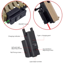 Mira láser de punto verde/rojo, puntero láser recargable, miras de tiro para pistola, Rifle, accesorios de caza