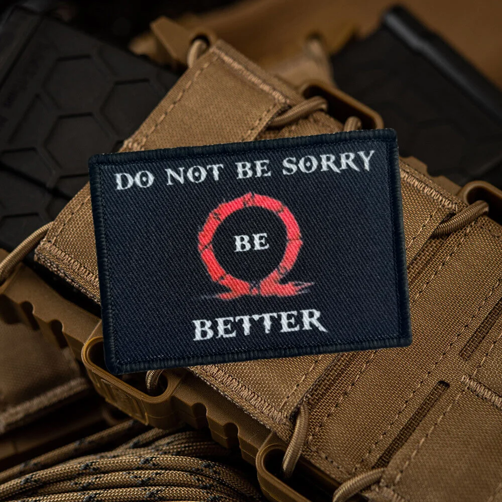 Parche táctico con estampado de God Of War Be Better, parches con emblema de gancho y bucle, insignia de moral militar, brazalete del ejército, pegatina para mochila Chevron - imagen 2
