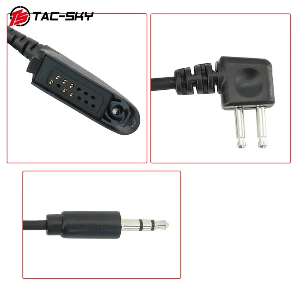 TS TAC-SKY Auriculares tácticos con cancelación de ruido Micrófono PTT Adaptador de 2 pines + 3,5 mm, Compatible con Walkie Talkies Motorol GP328 - imagen 3