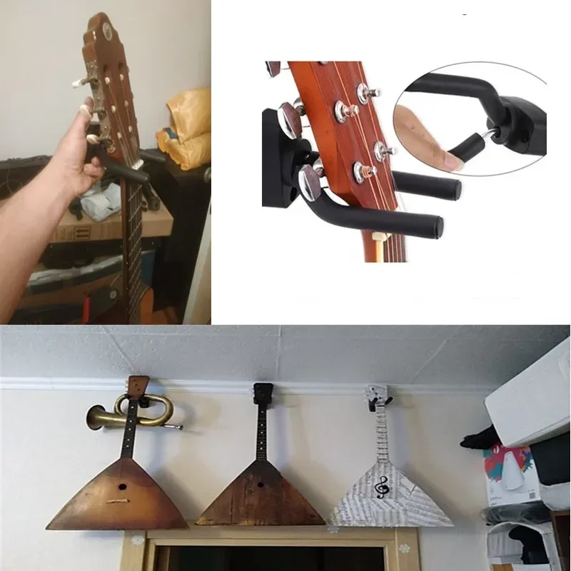 La pared del gancho para guitarra de 4 piezas se instala con varios instrumentos, 2 tornillos y 2 almohadillas de caucho de celuloide de 0,5 mm - imagen 2