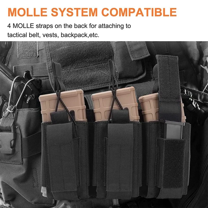 Bolsa Molle Mag 1000D con tapa abierta, soporte Triple para revista, soporte para Rifle, pistola, Mag Carrier para M4 M16 AK AR Glock M1911 9mm - imagen 3