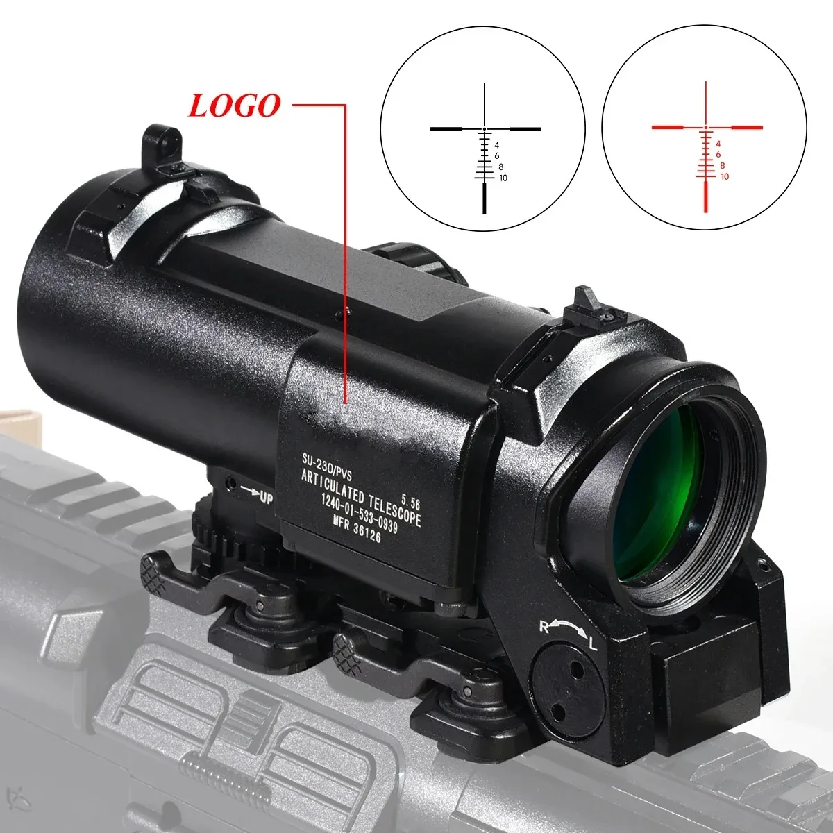 Caza 1x-4x ajustable fijo doble uso Rifle alcance rojo iluminado retícula punto rojo mira para disparar rápido desmontable - imagen 3