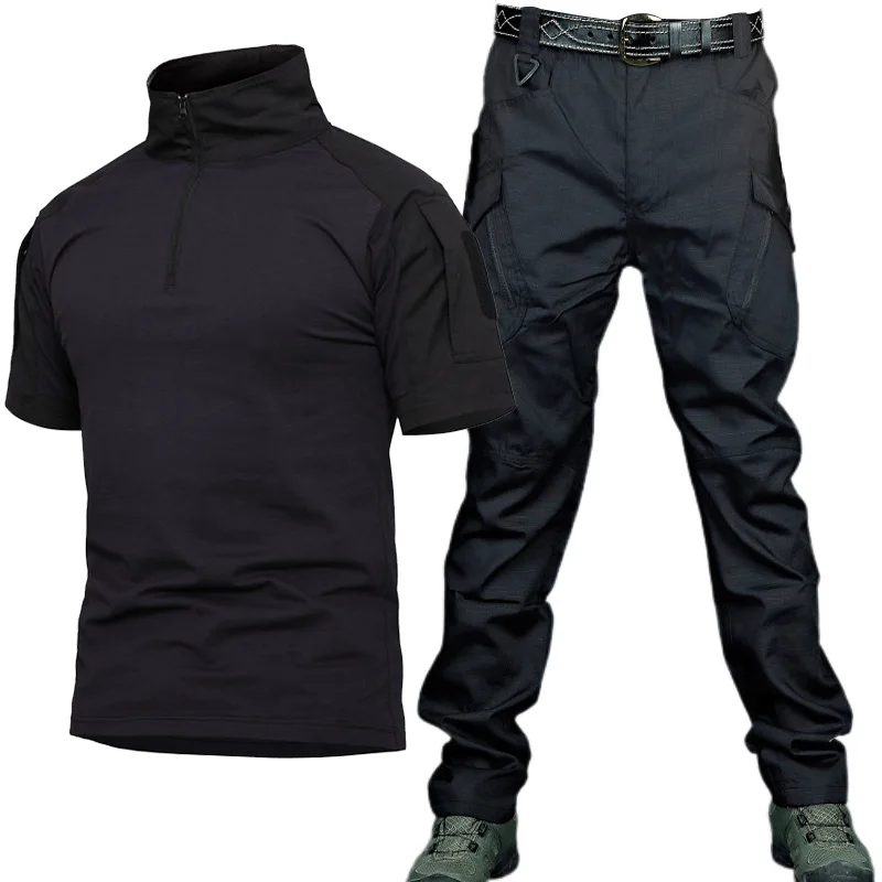 Traje táctico para hombre, pantalones Cargo, camisetas de camuflaje informales, conjuntos de ropa de trabajo, pantalones impermeables para exteriores - imagen 5