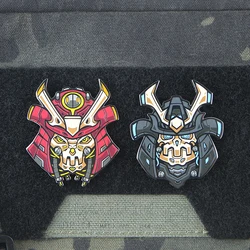 Insignia de parche de Metal de samurái de dibujos animados de estilo japonés, decoración artesanal, chaleco táctico, mochila, accesorio de ropa con gancho