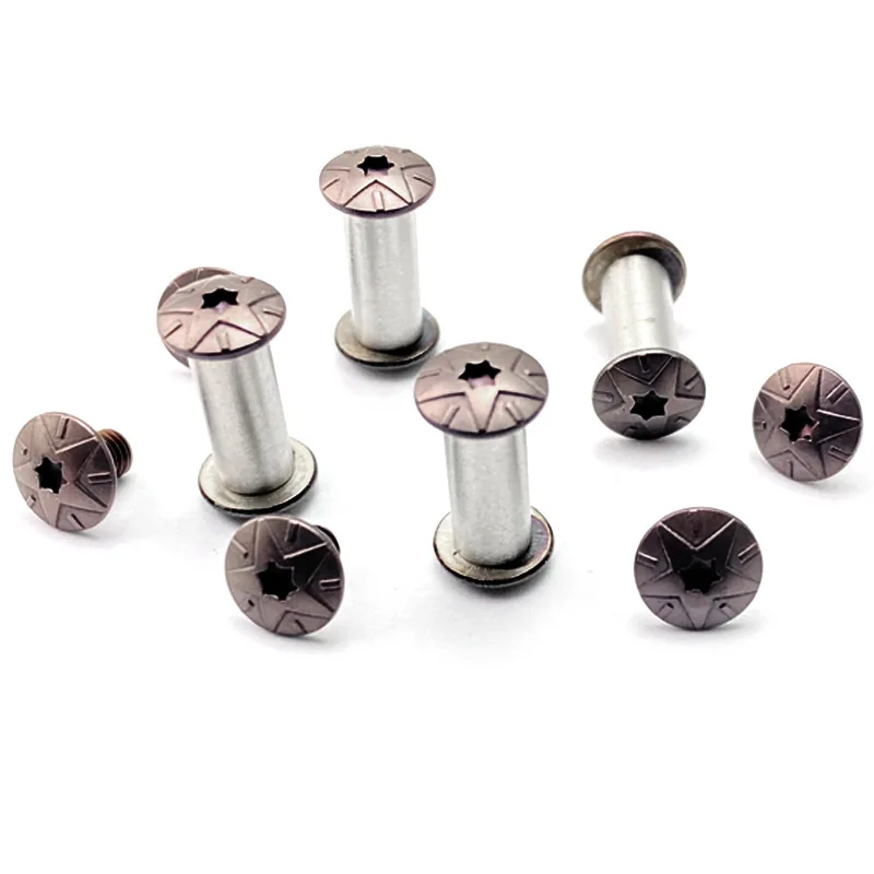10 unids/lote 416 pares de mangos de cuchillo hechos de acero inoxidable tornillos M4 de bloqueo T8 tuerca Torx cabeza husillo remache de uñas piezas de sujeción de perno - imagen 3
