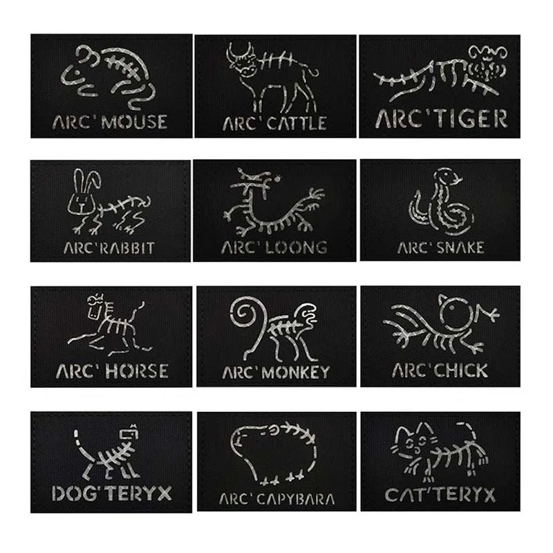 Parches reflectantes infrarrojos de corte láser de 8x5CM con gancho y bucle, insignia de moral de esqueleto de Animal del zodiaco 12 para ropa, mochila - imagen 3