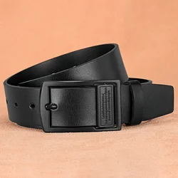 Cinturón cuero vacuno hombre hebilla aleación pasador vaqueros casual