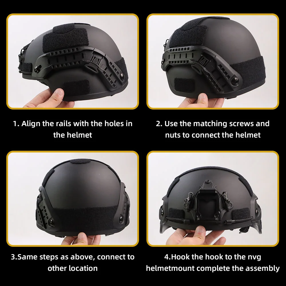 BOOIU-Adaptador de montaje en riel para casco rápido, casco de entrenamiento táctico, riel lateral con cordón, accesorio de Base de montaje, 5 colores, S-31 - imagen 5