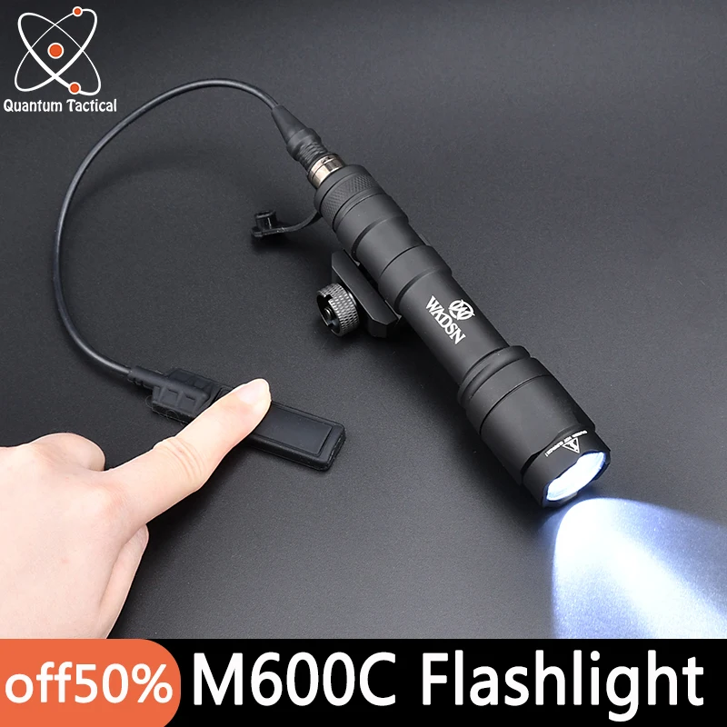 WADSN-linterna táctica M600C, 600 lúmenes, arma de caza al aire libre, luz de explorador, foco LED blanco, interruptor de presión compatible con riel de 20MM