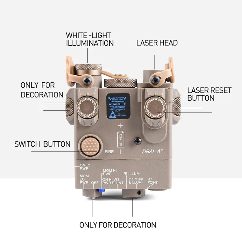 Láser táctico de nailon, DBAL-A2 de plástico, PEQ-15, punto rojo, verde, azul, Indicador de ajuste de 20MM, Airsoft, luz de caza al aire libre - imagen 2