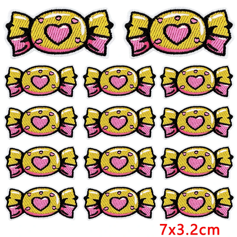 10 Uds. Parches bordados de dibujos animados bonitos DIY pudín Donuts helado pegatinas para garabatos parches para planchar para decoración de ropa - imagen 2