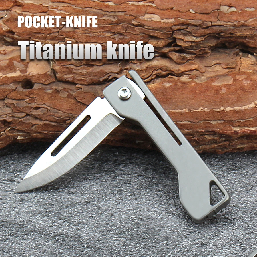Cuchillo plegable de titanio EDC, Mini llavero de cuello para exteriores, cuchillo de bolsillo, caja abierta, cuchillo de fruta afilado Express - imagen 4