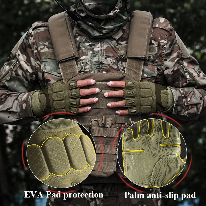 Guantes tácticos militares del Ejército para hombre, guantes de caza de combate sin dedos, Airsoft, escalada, Camping, senderismo, guantes de trabajo para motocicleta - imagen 3