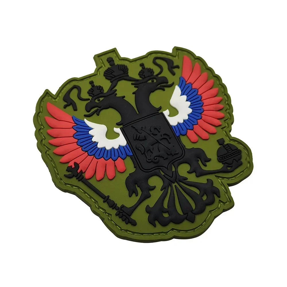Insignia de moral de abanico militar ruso, brazalete con bandera tricolor de águila de dos cabezas, parche mágico, parches de accesorios de ropa de goma suave - imagen 3