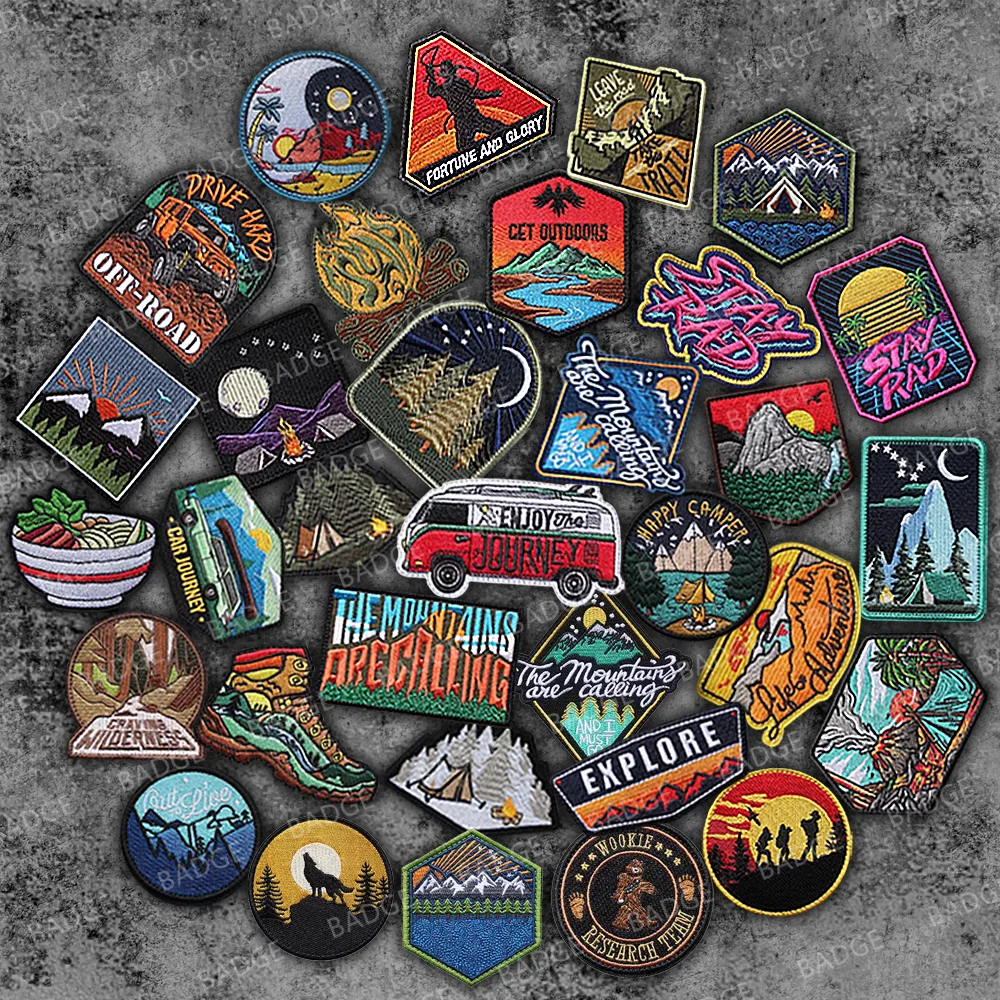 Parche bordado 3D para bicicleta de montaña, nuevo diseño, aventura, escalada, Camping, senderismo, insignia todoterreno, insignia de viaje, brazalete artesanal