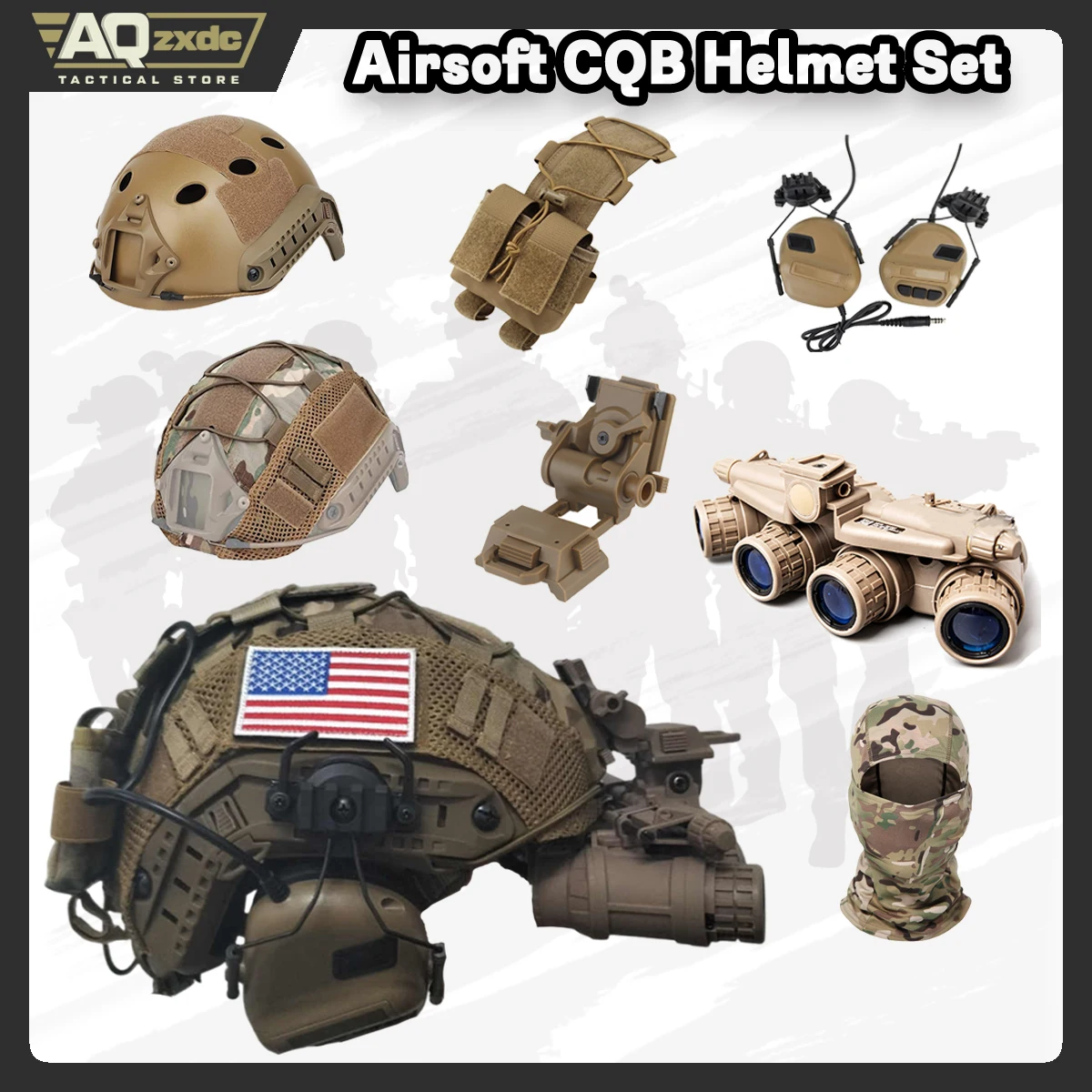 Conjunto de casco de asalto táctico con paño rápido para casco, auriculares con cancelación de ruido, modelo NVG y soporte G24 para Paintball Airsoft