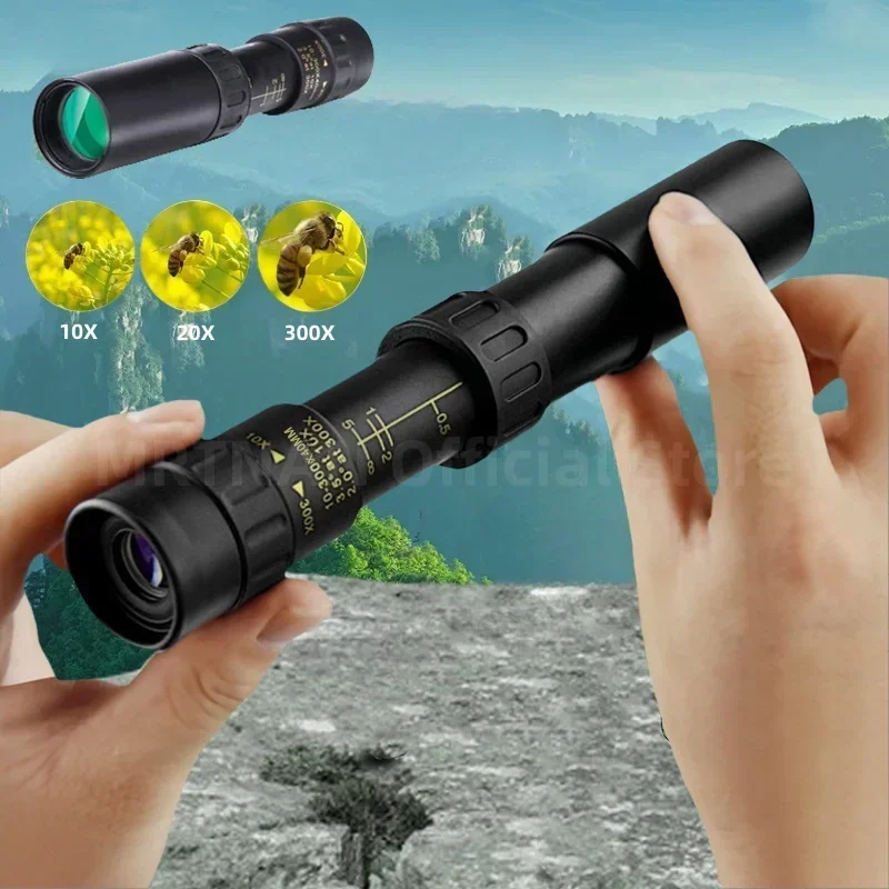 Telescopio portátil con Zoom, binoculares potentes con trípode y soporte para teléfono móvil, Monocular de viaje para acampar, 10-300x40 - imagen 2