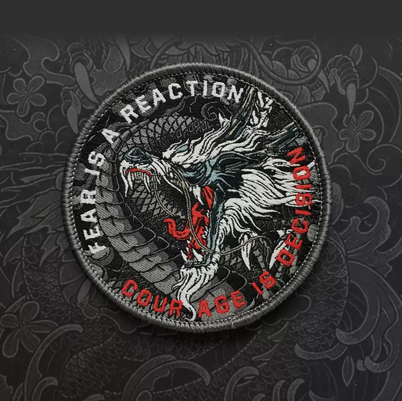 Parche bordado de dragón del zodiaco, brazalete táctico redondo de poder oriental para decoración de ropa y mochila - imagen 2