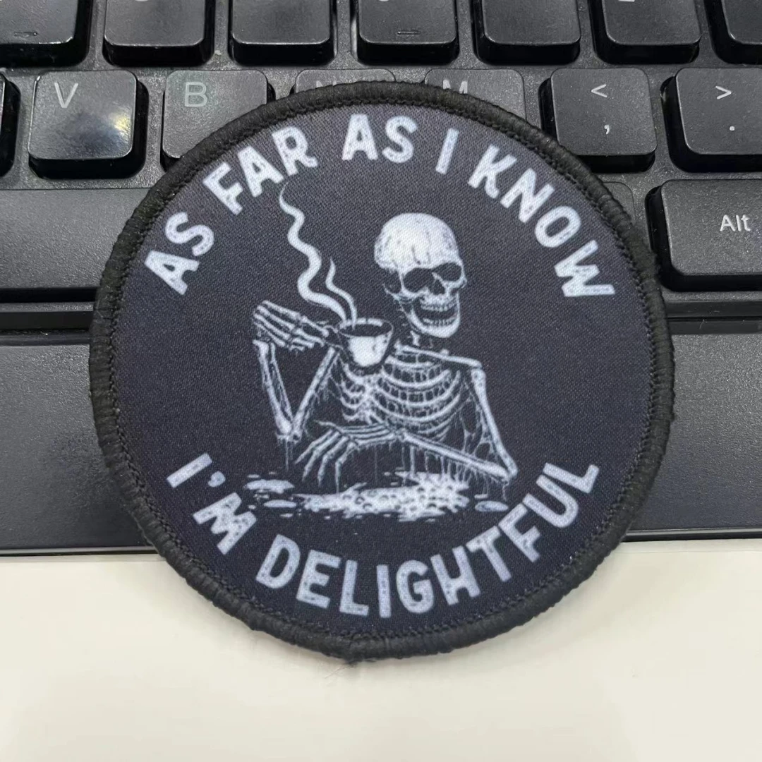 Pegatina de calavera bordada, Parche de velcro, brazalete táctico, pegatina para mochila - imagen 2