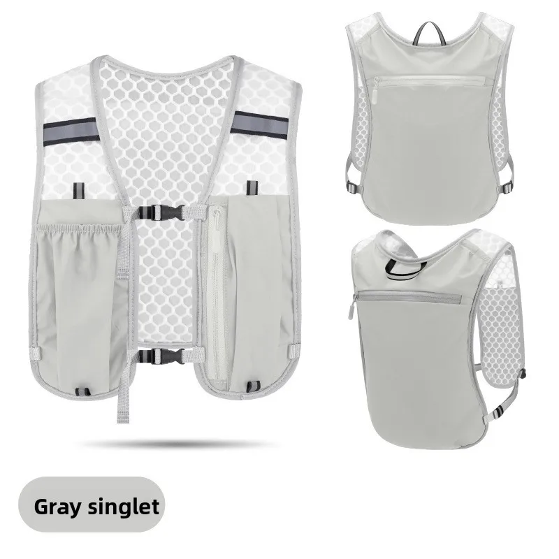 Nuevo chaleco de almacenamiento de botella de agua para correr, chaleco ligero para correr, paquete de pecho de agua de hidratación reflectante con soporte para teléfono - imagen 3