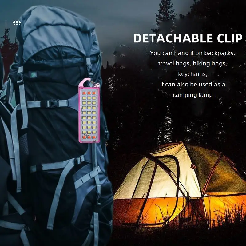 Mini llavero con linterna de 30LED, mochila portátil recargable por Usb, advertencia de seguridad de bolsillo, luz roja para acampar, senderismo, luz de emergencia - imagen 3
