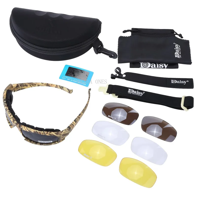 Airsoft-gafas polarizadas para tiro, lentes tácticos CS, antigolpes, a prueba de viento, caza, senderismo, equitación, 4 lentes - imagen 4